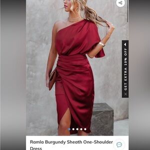 Cupshe Elegant Burgundy One-Shoulder Dress